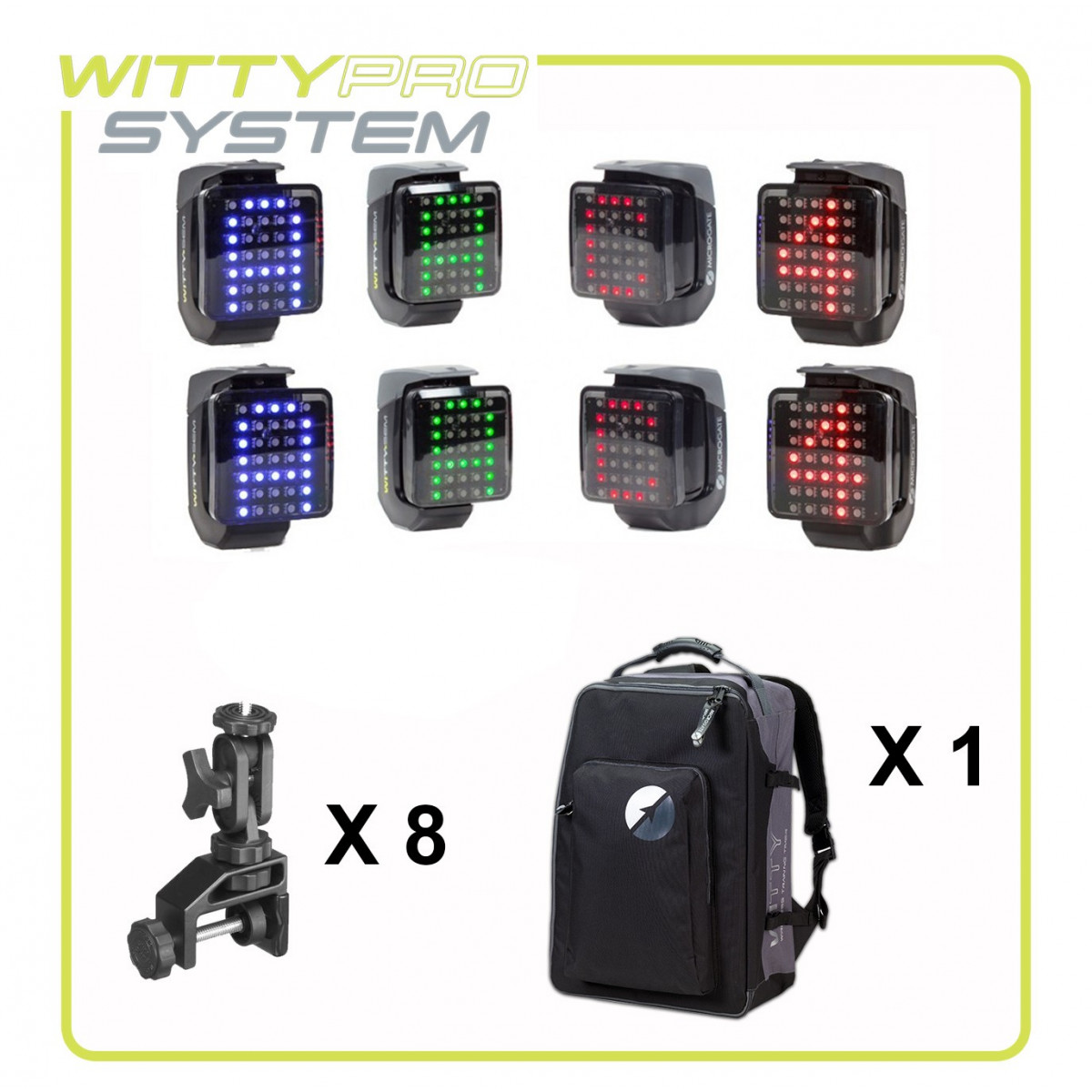 Kit 8 WittySem Pro sans chrono avec clamps | Mtraining